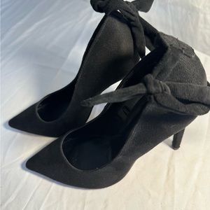Express Black Ankle Tie Pumps- 4in heel